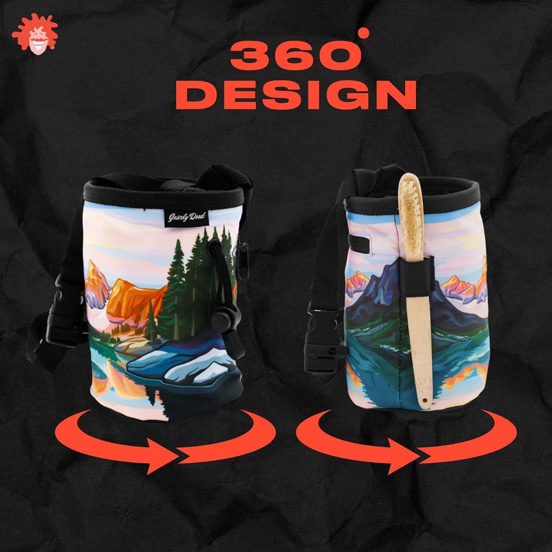 Gnarly Dood Rock Climbing Chalk Bag | for Outdoor, Gym, & Bouldering | Adjustable Waist Belt, Durable Drawstring Closure, & Zippered Pocket - Image 3